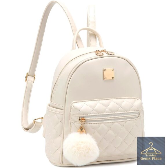 Mini Plaid Vegan Leather Backpack Daypack with Multiple Pockets main image 6